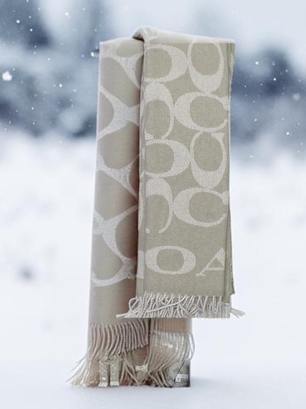 Coach signature logo FRINGE scarf NWT